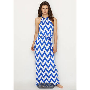 Freya Making Waves Swim Cover Up Maxi Dress Womens S Small Chevron Stripe Belted